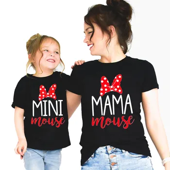 Mamytė ir Man Mama Pele ir Mini Pele marškinėliai Motina Dukra Atitikimo Šeimos Komplektus T-shirt Motinos Diena Dovana