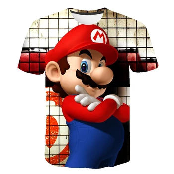 Mario 3D naujų spalvų grafiti T-shirt, 3D atspausdintas T-shirt, populiarus apvalios kaklo marškinėliai, vyriški ir moteriški marškinėliai, animacinių filmų T-shirt