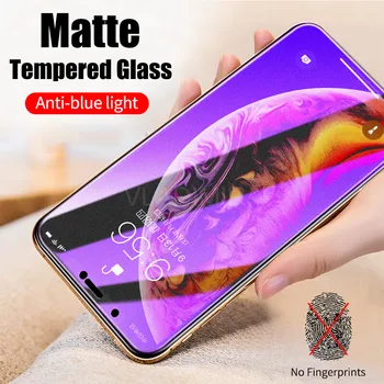 Matinis Matinis Anti UV Grūdintas Stiklas IPhone 12 Pro Max Mini 11 SE X XS XR 8 7 6 6s Plus Stabdžių Purple Blue Screen Protector