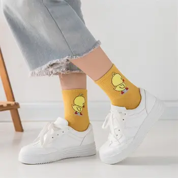 Mažai geltona antis vamzdis kojinės moterims ins grynos medvilnės moterų kojinės korėjos rudens ir žiemos minkštas kvėpuojantis kojinės