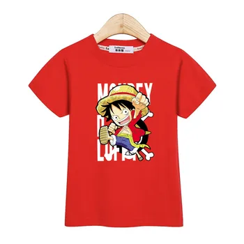 Mažai Luffy berniukų marškiniai naują atsitiktinis viršūnės vaikai kostiumas trumpomis rankovėmis medvilnės marškinėliai One Piece Anime tees paauglių berniukų 3-14T