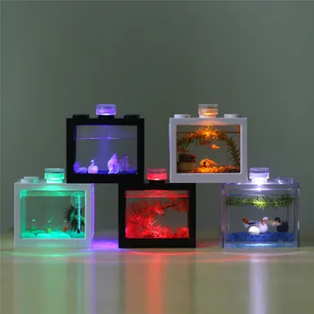 Mažas Cilindras Ekologinio Cilindrų Priedai Micro Kraštovaizdžio Lempa LED Šviesos Akvariumas, Led Apšvietimas, Žuvų Bakas Šviesos