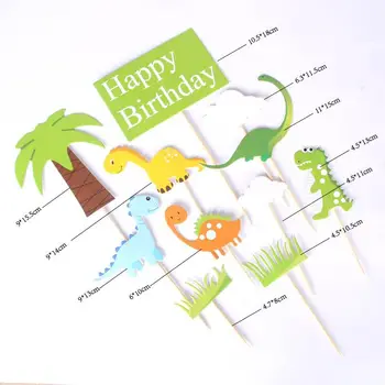 Mažas dinozauras, vulkanas tortas dekoravimo laimingas gimtadienio tortas topper žalia žolė, kepimo apdailos Vaikų Dienos Animacinių filmų gyvūnų