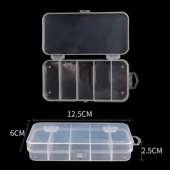 Mažas penkerių lauke žvejybos įrankių dėžutė skaidri, PP plastiko dėžutė papuošalų, aksesuarų laikymo dėžutė dėžutės žvejybos box skaidri spalva