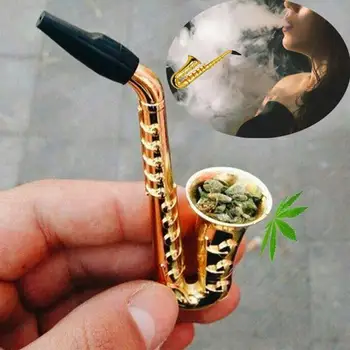 Mažas Saksofonas Nešiojamų Tabako Dūmų Žolė Pypkės Metalo Tabako Vandens Vamzdžiai Su Tinkleliu Cigarečių Priedai