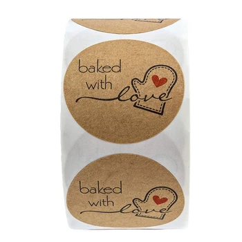 Mažmeninės prekybos Kraft popieriaus ritinėlio lipduką rankų darbo duonos kepimo lipdukas antspaudas etiketės, torto dėžutės lipdukas saldainių maišelį lipdukas