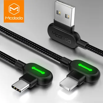 MCDODO LED USB Laidas, Greito Įkrovimo Mobiliojo Telefono Įkroviklis, Micro USB C Tipo Duomenų Laidas iPhone 12 11 Pro Max 8 7 6 Xiaomi 