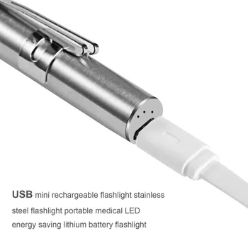 Medicinos Patogu Pen Šviesos USB Įkrovimo Mini Slaugos Žibintuvėlis LED Žibintuvėlis + Nerūdijančio Plieno Įrašo Kokybės ir Profesinės