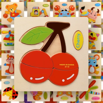 Mediniai Montessori Įspūdį Rūšiavimo Matematikos Gyvūnų Vaisių Plytų Ikimokyklinio Mokymosi Švietimo Žaidimas Kūdikių Bamblys Pjūklelis Dėlionės, Žaislai