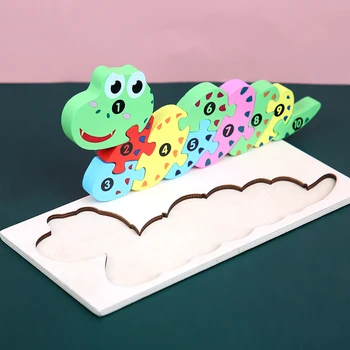 Medinės 3D Puzzle Dėlionės Vaikams, Kūdikių Animacinių filmų Gyvūnų/Eismo Galvosūkiai Švietimo Žaislas Vaikams, Žaislas, Dovanos berniukams ir mergaitėms