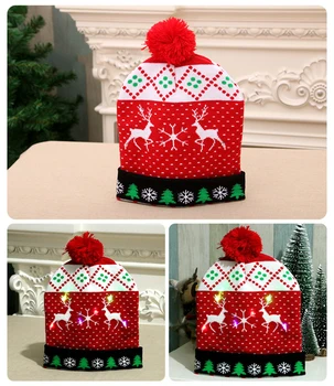 Megzti LED Kalėdų Skrybėlę Kepuraitė Šviesos Apšviesti Šilta Skrybėlę Kalėdų Medžio Sniego, Vaikams, Suaugusiems, naujieji Metai, Kalėdinis Dekoras