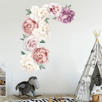 Meilė 3D Rožių Gėlių Sienų Lipdukai Miegamojo Kambarį TV Apdailos Siena Lipdukas Namų Dekoro Decal Meno