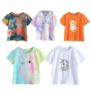 Melario Mados Unisex marškinėliai Vaikams Mergaitėms trumpomis Rankovėmis, Kaklaraištis Dažų Tees Kūdikių vatos Pagaliukai Vaikams Mergaitėms, Drabužiai, 2 6Y