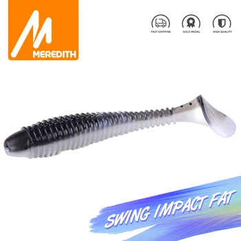 MEREDITH Swing Impact FAT Žvejybos Masalas 75mm 85mm 180mm Minkštos Gumos Suvilioti Vibracijos Uodega Wobblers Žvejybos Įrankių Silikoninis Masalas Lydeka