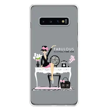 Mergina Bosas Rožinė Moterys Telefono Case Cover For Samsung Galaxy S20 Ultra S10E Pastaba 10 9 8 S8 S9 S7 S6 J4 J6 J8 Plius Lite + Dangtis