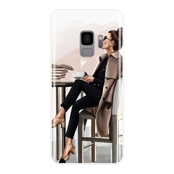 Mergina Bosas Rožinė Moterys, Telefono Dėklas, Skirtas Samsung Galaxy Note 9 8 5 4 Silikono Minkštas Galinio Dangtelio Samsung S8 S9 Plus S5 S6 S7 Krašto