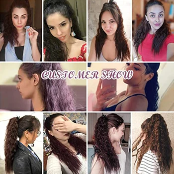 MERISI PLAUKŲ Sintetinių Hairpiece Kukurūzų Banguoti, Ilgi plaukai surišti į uodegą Wrap apie Įrašą Plaukų priauginimas Ombre Rudas Ponis Uodega Šviesūs Plaukų Fack