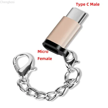 Metalo Mikro USB Į USB C Jungtis Xiaomi Redmi Pastaba 8 7 Sumaišykite Alfa mi 9 6 Microusb Otg Micro Tipo C Usbc Adapteris Keychain