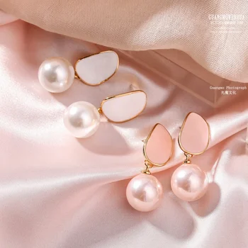 MGaidila, korėjiečių versija rožinis perlas pakabukas auskarai, black pearl auskarai, klasikinis retro stiliaus