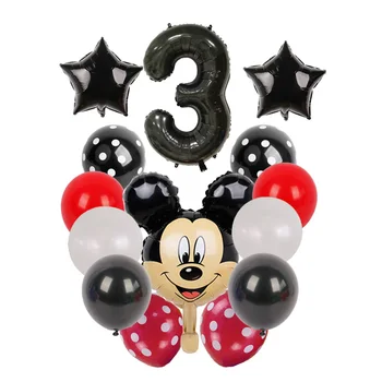 Mickey Mouse gimtadienio dekoracijos vaikams Folija Balionai minnie mouse 40inch raudona juoda Skaičių kamuoliukus Baby Shower latekso Globos