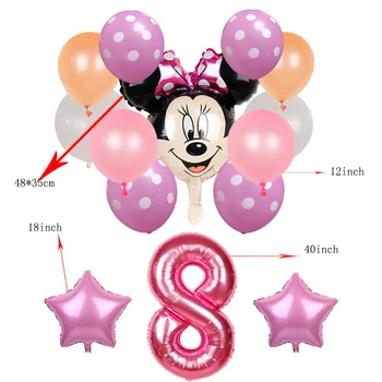 Mickey Mouse gimtadienio dekoracijos vaikams Folija Balionai minnie mouse 40inch raudona juoda Skaičių kamuoliukus Baby Shower latekso Globos
