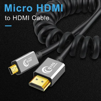 Micro HDMI į HDMI Kabelis, 2.0 3D 4K Didelės spartos Pavasario Micro HDMI Kabelis Male-Male Adapter GoPro HD TV Herojus 7 Kamera, Mikro HDMI