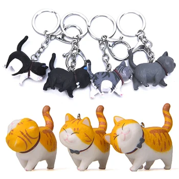 Mielas Animacinių filmų Kačiukas Fat Cat Key Chain Serijos Riebalų Japonijos Katė Keychain Automobilių Maišelį paketų prižiūrėtojų raktinę Turėtojas llavero Gato Pakabukai Dovana брелок