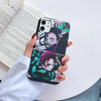 Mielas Japonija Demon Slayer Atveju Iphone 11 12 Pro 6 7 8 Plus X XR XS Max Telefono Atvejais Anime Kimetsu Nr. Yaiba Minkštos TPU Padengti Coque