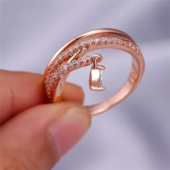 Mielas Moterų Balta Crysta Akmens Žiedas Paprasta, Sidabro Spalvos Vestuvių Žiedas Prabanga Vandens Lašas Sužadėtuvių Žiedai Moterims