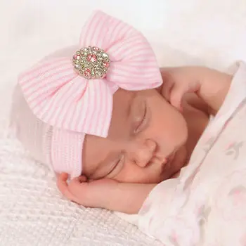 Mielas Naujagimio Kūdikio Mergina Bamblys Nežiūriu Bowknot Ligoninės Bžūp Beanie Skrybėlių