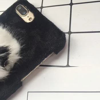 Mielas Pūkuotas Katinas Žiemą Šiltas Triušio Ausies Telefono dėklas Skirtas iPhone 11 Pro Max X XR XS Max 8 7 SE 2020 Pliušinis Plaukų Kailio Apsauginis Dangtelis