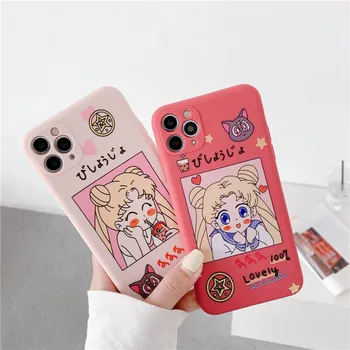 Mielas Sailor Moon Telefono dėklas Skirtas iphone 11 Pro Max 7 8 plus X XR XS Max SE 2020 Galinį Dangtelį Animacinių filmų Minkšti Dėklai iphone mini 12