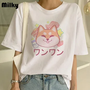 Mielas Shiba Inu Marškinėliai Juokinga moterų Grafinis japonų Drabužių Viršūnes Ulzzang gyvūnų marškinėliai Moteriška Tees Harajuku Streetwear