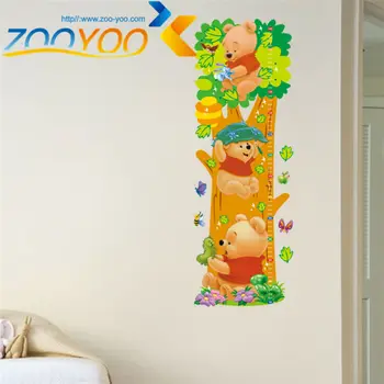 Mikė Pūkuotukas cartoon vaikų kambario Medžiai Padengti Modelis Sienų Lipdukai Aukštis Priemonė, Vaikų Kambario Sienos Lipdukas Namų Darželio Lipdukai