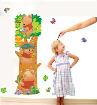 Mikė Pūkuotukas cartoon vaikų kambario Medžiai Padengti Modelis Sienų Lipdukai Aukštis Priemonė, Vaikų Kambario Sienos Lipdukas Namų Darželio Lipdukai