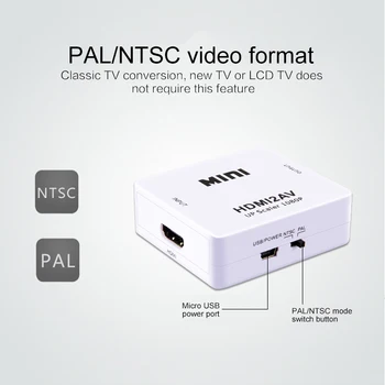 Mini 1080P HDMI Composite RCA Composite Audio Video CVBS, S-Video, AV Adapteris Konverteris HD TV, DVD Rt8 Vaizdo Kabeliai