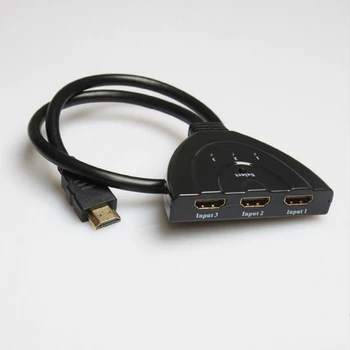 Mini 3 Port Splitter Adapterio Kabelį 1.4 b 4K*2K 1080P HDMI suderinamus Jungiklis 3 in 1 out Port Hub HDTV Xbox PS3, PS4