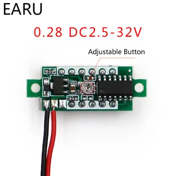 Mini Digital Voltmeter Įtampos Testeris, Matuoklis 0.28 Colių 2.5 V-30 V LED Ekranas Elektroninis Dalys, Priedai, Digital Voltmeter