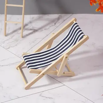 Mini Juostele Paplūdimio Kėdė 1:12 Lėlės Namas Imitavimo Modelį Žaisti Namuose Žaislas Mini Sulankstomas Paplūdimio Kėdės 