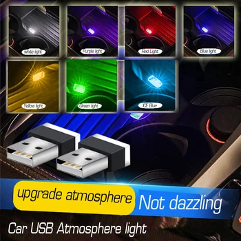 Mini LED Automobilių Šviesos Auto Interjero USB Atmosfera, Šviesos, Plug And Play Dekoro Lempos Avarinio Apšvietimo PC Auto Produktus, Automobilių Accesso