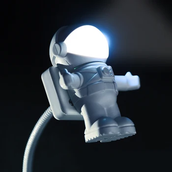 Mini Lempa USB Vamzdelis Kompiuterio, Nešiojamojo KOMPIUTERIO, Nešiojamojo kompiuterio Vaiskiai Balta Nešiojamų Astronautas Astronautas Naktį LED Šviesa Reguliuojamas