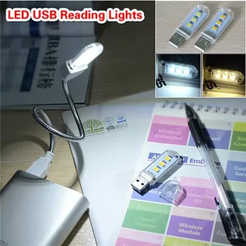 Mini USB 5V Mini LED Lempos Nešiojamas Super Šviesus Naktį Knygos Žibintai 3LEDs 8LEDs Lempa Galios Banko Kompiuterių Notebook