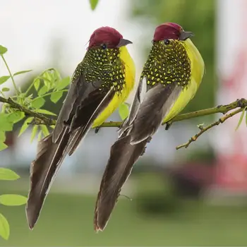 Miniatiūriniai Paukščių Dirbtinis Putų Plunksnų Žvirblis Amatų Paukščių Modelis su Įrašo Lauko Sodo Kieme Vestuves Apdaila