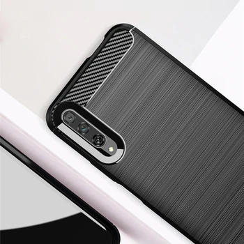Minkštas Atveju, Huawei P Smart Pro 2019 Atveju Silikono Anglies Pluošto Tekstūra Šepečiu Patikima Šarvų Dėklai Huawei Y9S Telefono Dangtelį