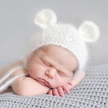 Minkštas Moheros Kūdikių Skrybėlę Naujagimiai, Fotografijos Reikmenys, Kūdikių Nėrimo Mazgas Bžūp Kūdikių Fotografija Rekvizitai Casquette Fotografia Lokys