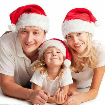 Minkštas Pliušinis Kalėdų Skrybėlę Šalies Kūdikių Suaugusiųjų Santa Hats Raudona Apdaila Naujųjų Metų Dekoracija, Vaikams, Dovana, Atostogų Šalis Tiekia Daug