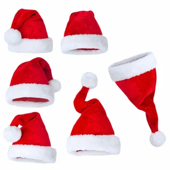Minkštas Pliušinis Kalėdų Skrybėlę Šalies Kūdikių Suaugusiųjų Santa Hats Raudona Apdaila Naujųjų Metų Dekoracija, Vaikams, Dovana, Atostogų Šalis Tiekia Daug