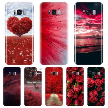 Minkštas Silikoninis Telefono Dėklas Samsung Galaxy S5 S6 S7 Krašto S8 S9 Plus Raudona Širdis Rožių Gėlių Galinio Dangtelio Samsung Note 4 5 8 9