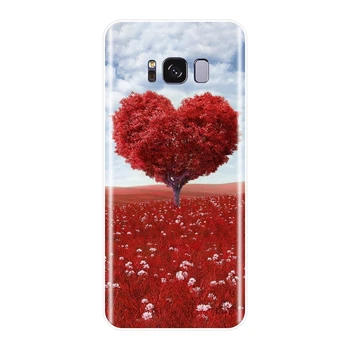 Minkštas Silikoninis Telefono Dėklas Samsung Galaxy S5 S6 S7 Krašto S8 S9 Plus Raudona Širdis Rožių Gėlių Galinio Dangtelio Samsung Note 4 5 8 9