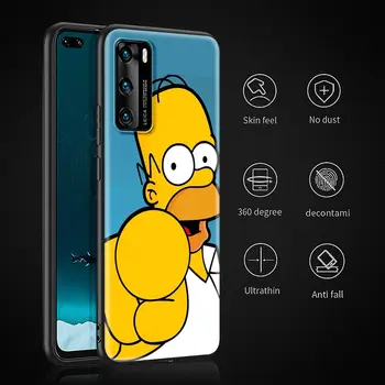 Minkštas Telefoną Atveju Huawei 30 P40 P20 Pro P10 Lite P Smart 2019 2020 Silikono Fundas Padengti Simpson Mielas